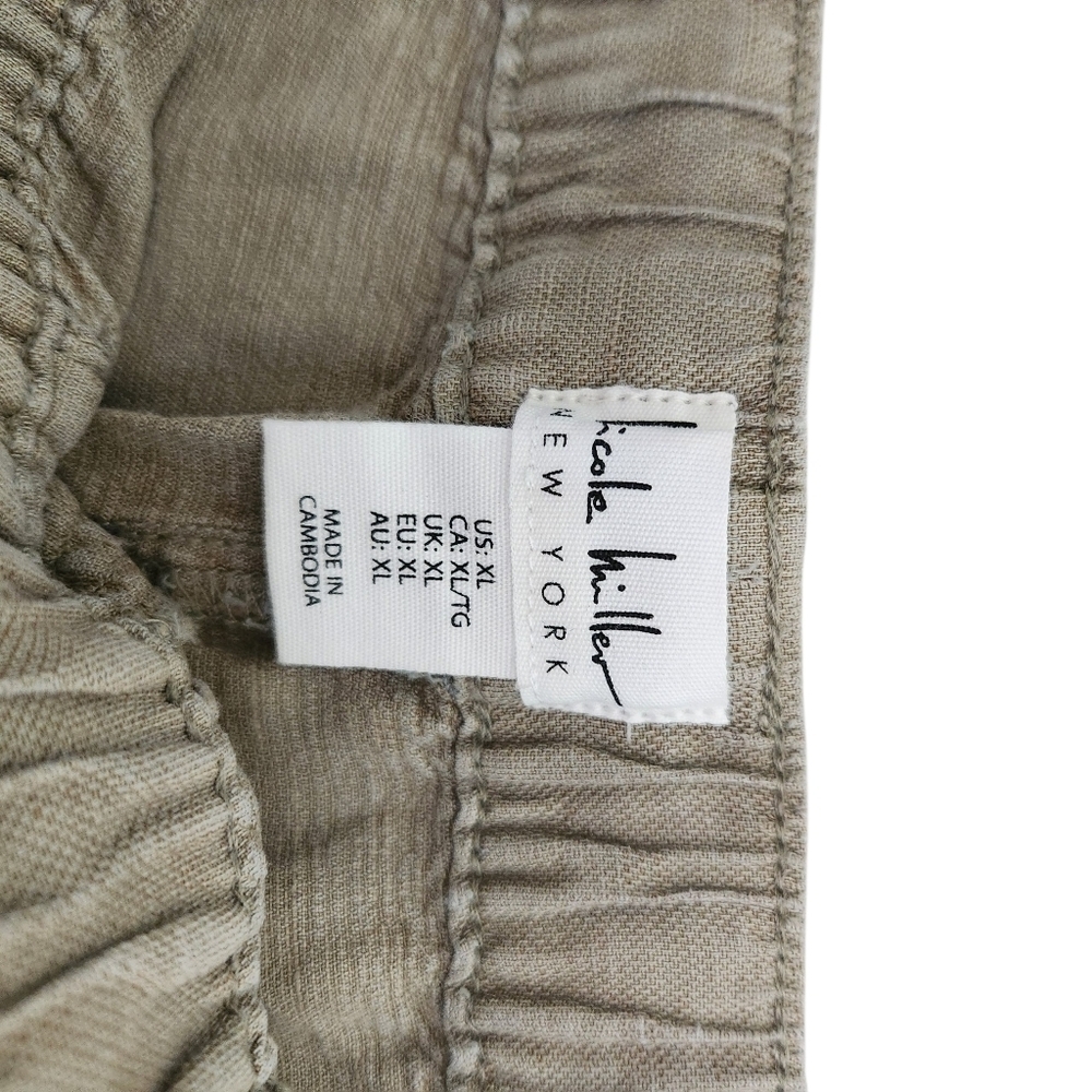 NWT Nicole Miller Pants Linen Lyocell Cargo Drawstring Sz XL - Picture 3 of 8
